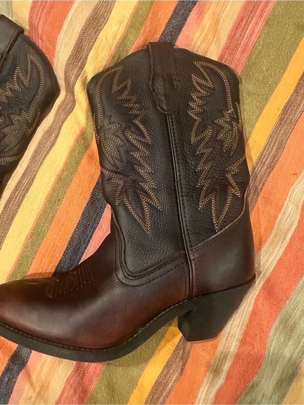 Brown Western Cowboy Boots - Embroidered Shaft